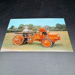 LaFrance Steam Pumper Car Postcard Long Island Auto Museum Antique Fire Truck